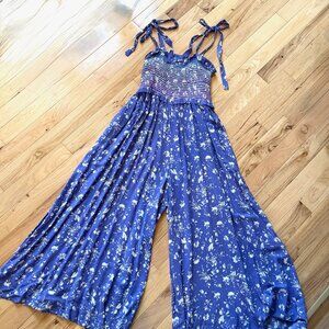 Free People Color My World Jumpsuit Size Large Lilac Purple Floral Sleeveless